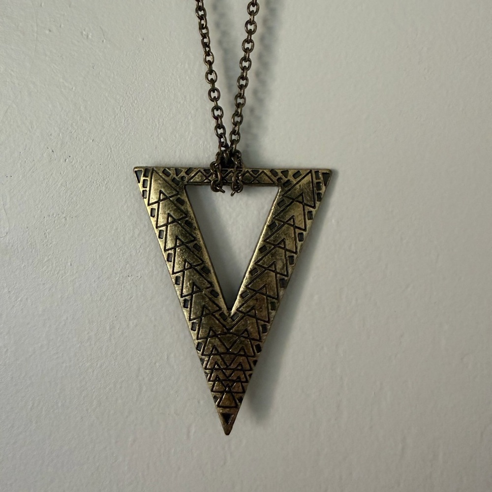 Geometric Triangle Pendant Necklace - Picture 2 of 3